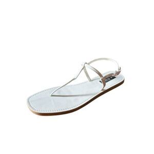 AQUA Womens White T-Strap Zen Round Toe Buckle Thong Sandals 6.5 M